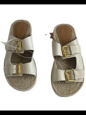 Brand New See By Chloe Cream Double-Buckle Espadrille Slide Sandals